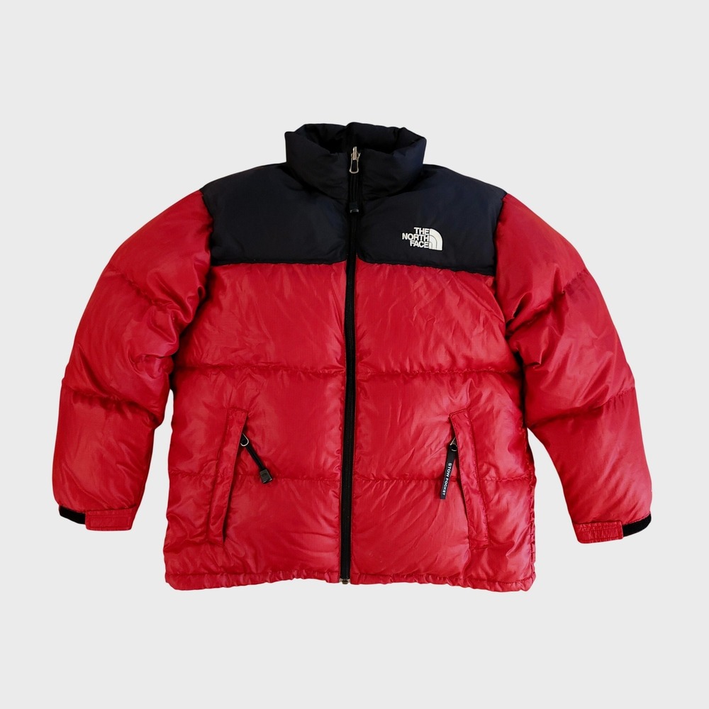 Vintage Y2K The North Face Kids Boys L 14/16 Red Black 600 Down Fits Womens XS S